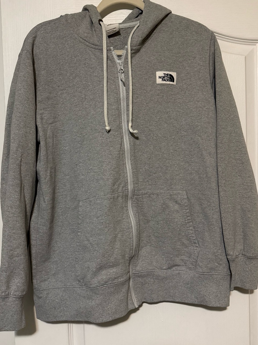 The North Face Gray Full-Zip Hoodie with Logo Patch